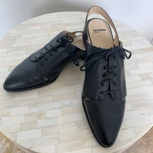 Jil Sander Navy  Slingback Leather Loafer Black